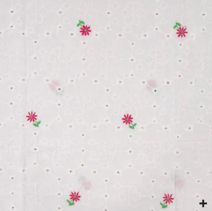 Broderi bomuld - blomster